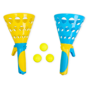 Ratna's Pop and Catch Twin Ball Launcher Game Click & Catch Indoor Outdoor Toy Set for Kids & Adults (Assorted Colours)