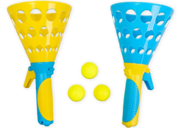Ratna’s Pop and Catch Twin Ball Launcher Game Click & Catch Indoor Outdoor Toy Set for Kids & Adults (Assorted Colours)