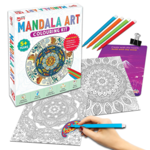 Little Berry Mandala Art Colouring Kit 24 Sheets for Adults & Kids | Art & Craft Kit for Girls 6-12 Years | Colouring Set with, Sketch Pens & Wooden Board | Gift & Creative Coloring Fun for All Ages