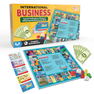 Little Berry Business Game for Kids | Classic International Business Board Game with 14"x14" Foldable Waterproof Board | Indoor & Outdoor Family
