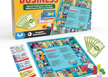Little Berry Business Game for Kids | Classic International Business Board Game with 14″x14″ Foldable Waterproof Board | Indoor & Outdoor Family