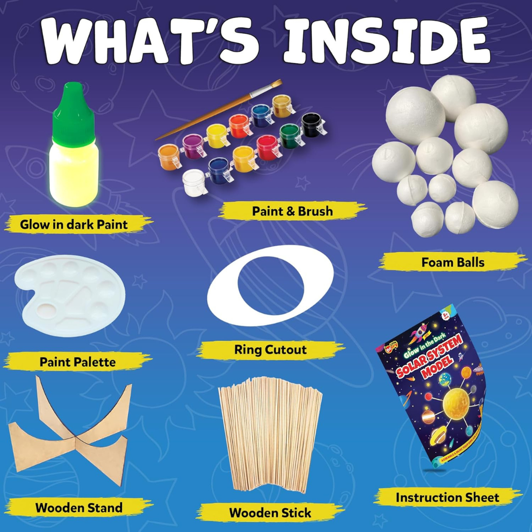 DIY Solar System Model Kit for Kids 5-12 Years | Educational Science Toy for School Projects & Home Learning | Glow in The Dark Art & Craft Kits - Image 2