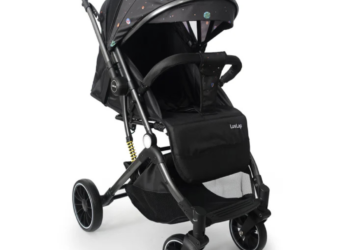 Alpha Baby Stroller/Pram, One Fold, Travel Friendly, 5 Point Safety Harness, Reversible Handle bar, Multilevel Recline & Adjustable footrest, Extendable Canopy, for Babies 0-3 Years (Black)
